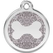 Médaille argentée motif os pour chien