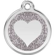 Médaille argentée motif cœur pour chien et chat