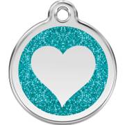 Médaille bleue turquoise motif cœur pour chien et chat