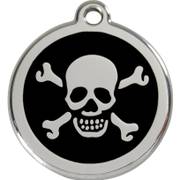 Médaille personnalisée tête de mort noire pour chien et chat