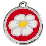 Médaille Marguerite rouge pour chien et chat