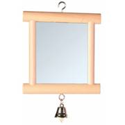 Miroir cadre bois oiseau 1 clochette