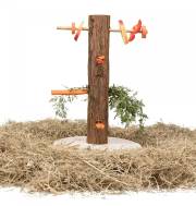 Tronc d'arbre avec aliments pour lapin