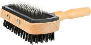 Brosse de Toilettage Double Face Bois 18 cm pour chien et chat