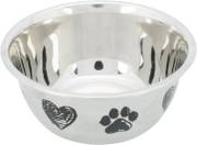 Gamelle inox motif coeur patte pour chien