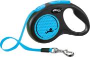 FLEXI Laisse enrouleur sangle Neon Bleu pour Chien