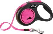 FLEXI Laisse enrouleur sangle Neon Rose pour Chien