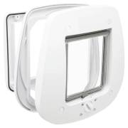 Chatière 4 positions pour porte simple vitrage blanche 27 x 26 cm pour Chat