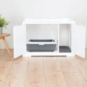 Meuble de toilette pour chat fermé à double porte 75x53 cm