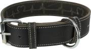 Collier Heartbeat en cuir gras noir pour chien