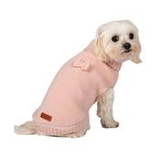Pull en maille à col roulé rose pour chien
