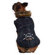 Manteau doudoune intérieur fausse fourrure marine pour chien