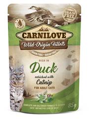 CARNILOVE Sachet fraîcheur chat sans céréales canard et herbe à chat