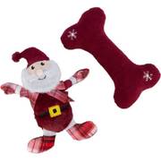 Coffret cadeau de Noël pour chien peluche et os