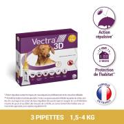 Pipettes anti-puce Vectra 3D petit chien de 1,5 à 4 kg