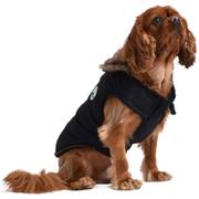 Manteau Finlande noir à col en fausse fourrure pour chien