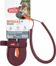 Longe plate en silicone rouge avec bande réfléchissante pour chien
