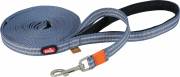 Longe plate bleue avec bande réfléchissante pour chien