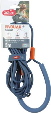 Longe ronde silicone haute résistance bleue pour chien