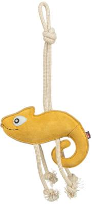 Jouet chien cuir véritable et corde caméléon