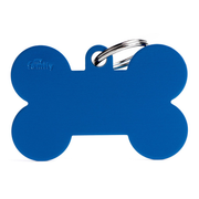 Médaille os personnalisable bleue pour chien et chat