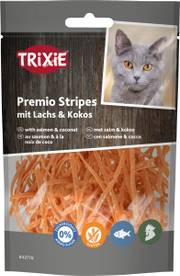 Friandises Premio Stripes au saumon et à la noix de coco pour chat