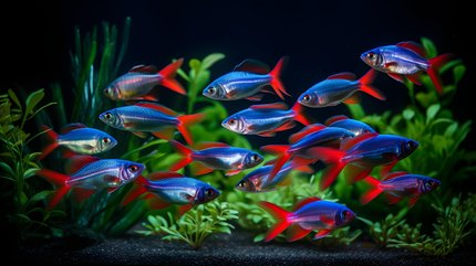 Tétra néon bleu et rouge