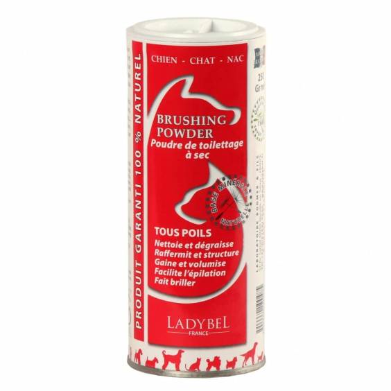 Shampoing sec en poudre pour chat et chien Brushing