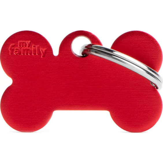 Médaille os rouge personnalisable pour chien et chat