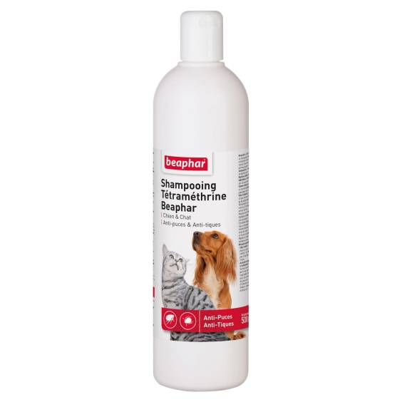 Shampoing antipuces pour chien, chat, chiot, chaton Tétraméthrine Beaphar