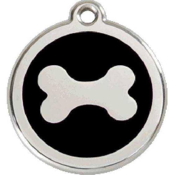 Médaille noire motif os pour chien
