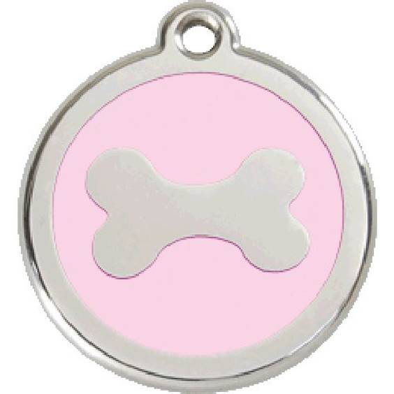 Médaille gravée rose clair motif os pour chien