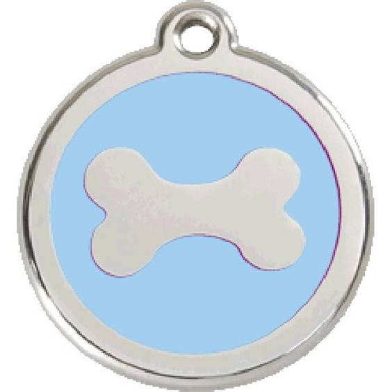 Médaille bleu clair motif os pour chien