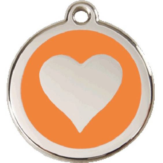 Médaille personnalisée orange motif cœur pour chien