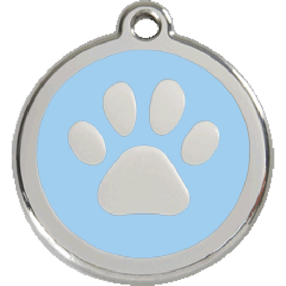 Médaille personnalisée bleu clair motif patte pour chien et chat