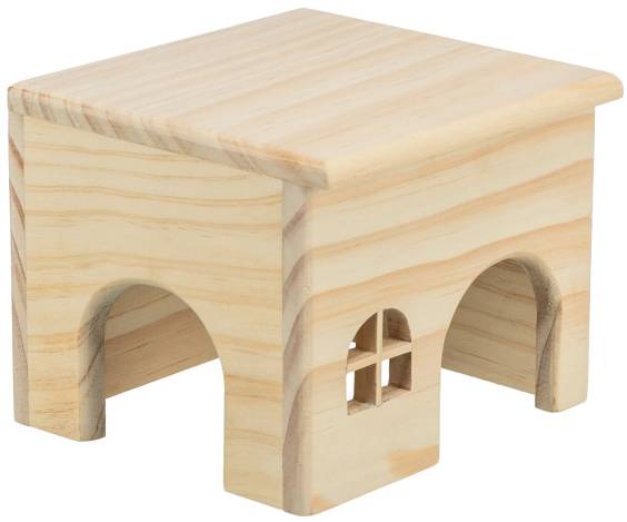 Maison plate en pin pour souris et hamster