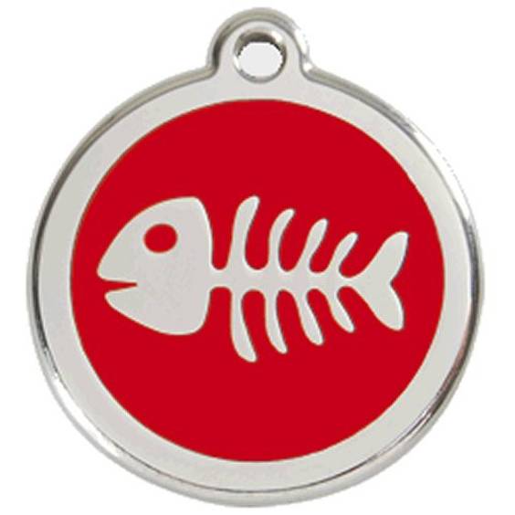 Médaille rouge motif Poisson pour Chat