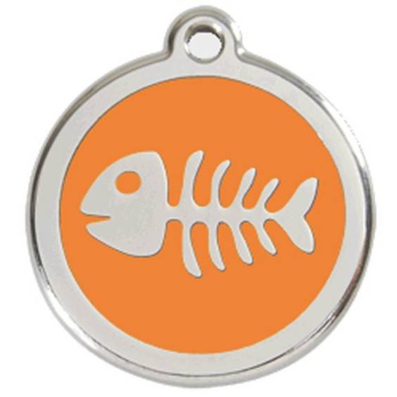 Médaille orange motif Poisson pour Chat