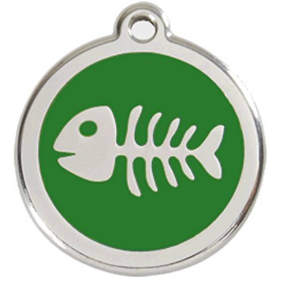 Médaille verte motif Poisson pour Chat