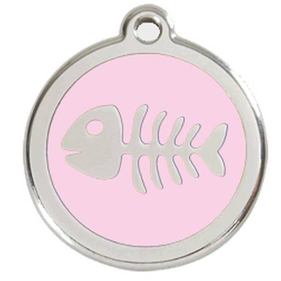Médaille rose clair motif Poisson pour Chat
