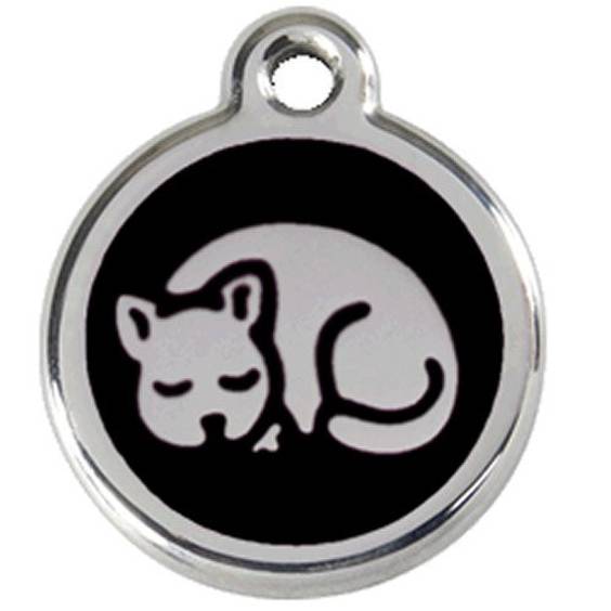 Médaille noire motif chat petite