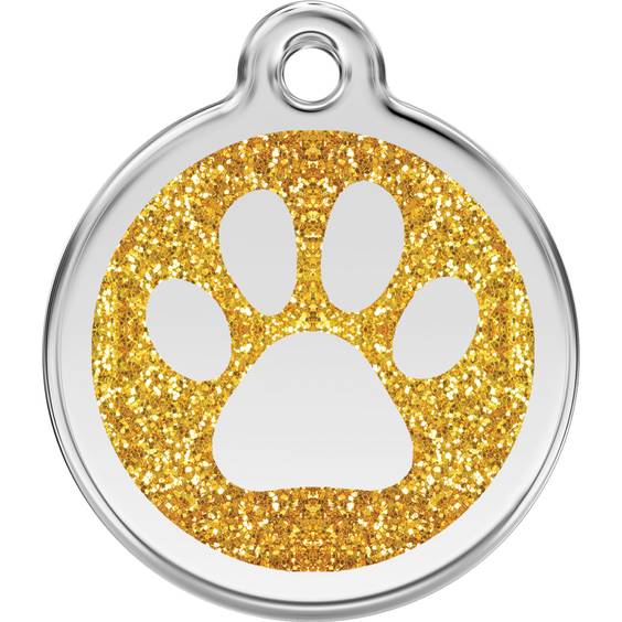Médaille or motif patte pour chien et chat