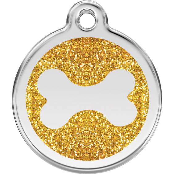 Médaille or motif os pour chien