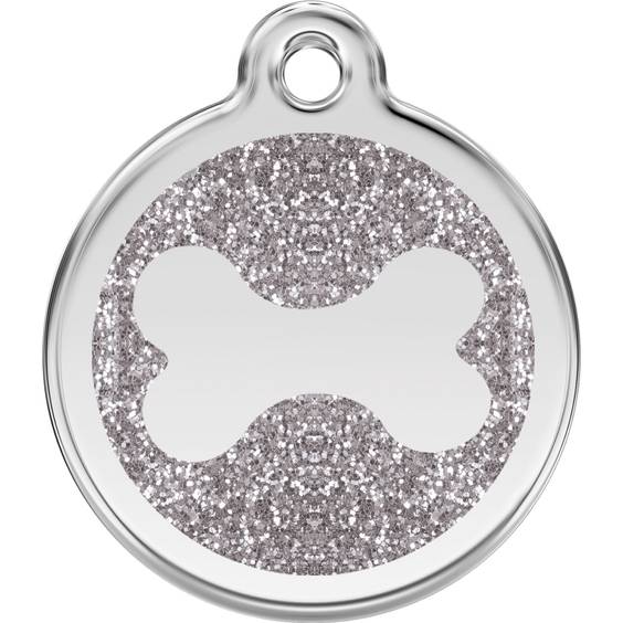 Médaille argentée motif os pour chien