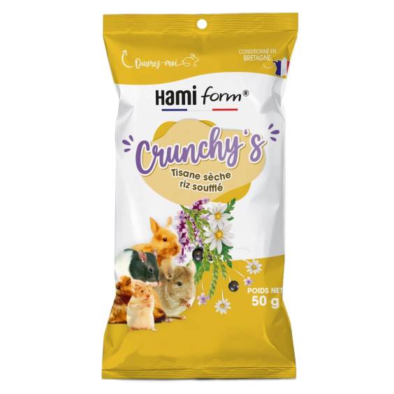 Hami Form Friandises pour rongeur Crunchy's Tisane sèche et Riz soufflé