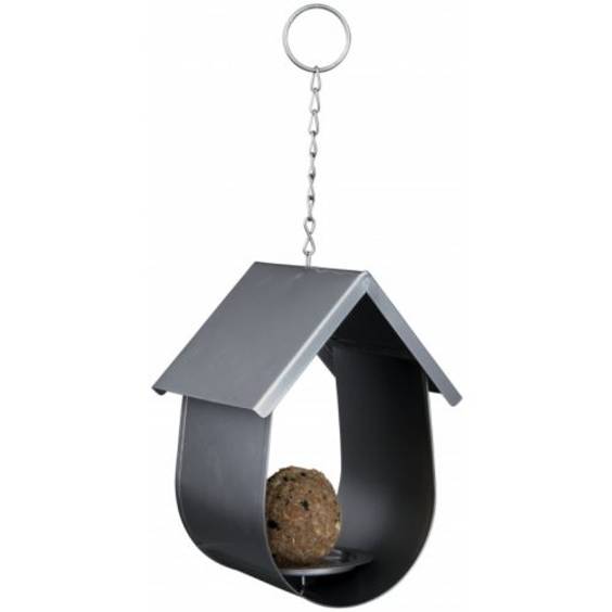 Mangeoire pour oiseaux boule de graisse métal gris