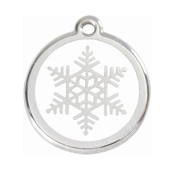 Médaille chien gravée flocon de neige
