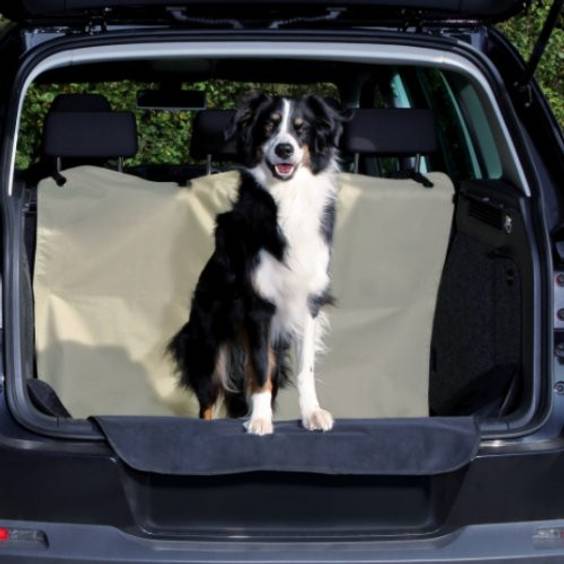 Protection coffre de voiture beige pour chien