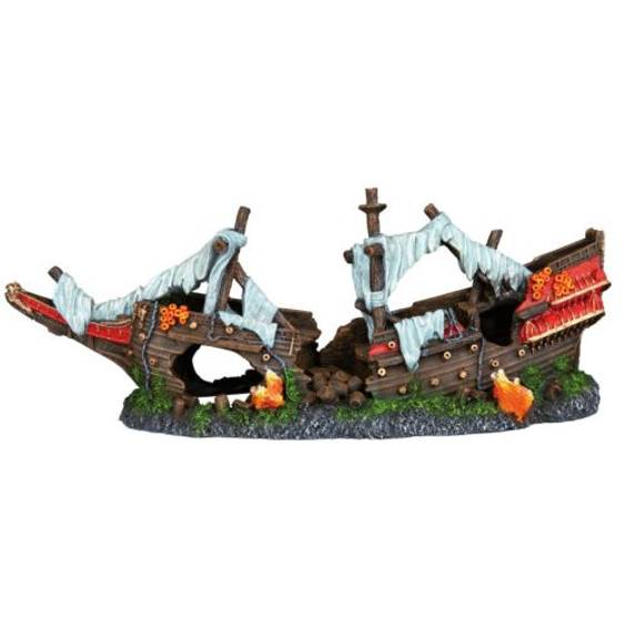 Décor aquarium épave de bateau color 38 cm