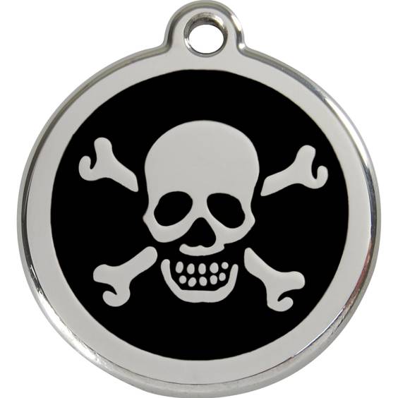 Médaille personnalisée tête de mort noire pour chien et chat